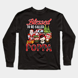 Blessed To Be Called Poppa Christmas Buffalo Plaid Truck Long Sleeve T-Shirt